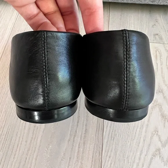 Vince Women's Sleek Black Leather Flats - Picture 5 of 7